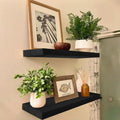 IAE Walnut Floating Wall Shelves 16 inch, Bathroom Shelves Wall Mounted,Invisible Shelf Floating Kitchen Shelves,Wooden Wall Shelving with Brackets for Living Room Wall Mounted,Easy Install,Set of 2