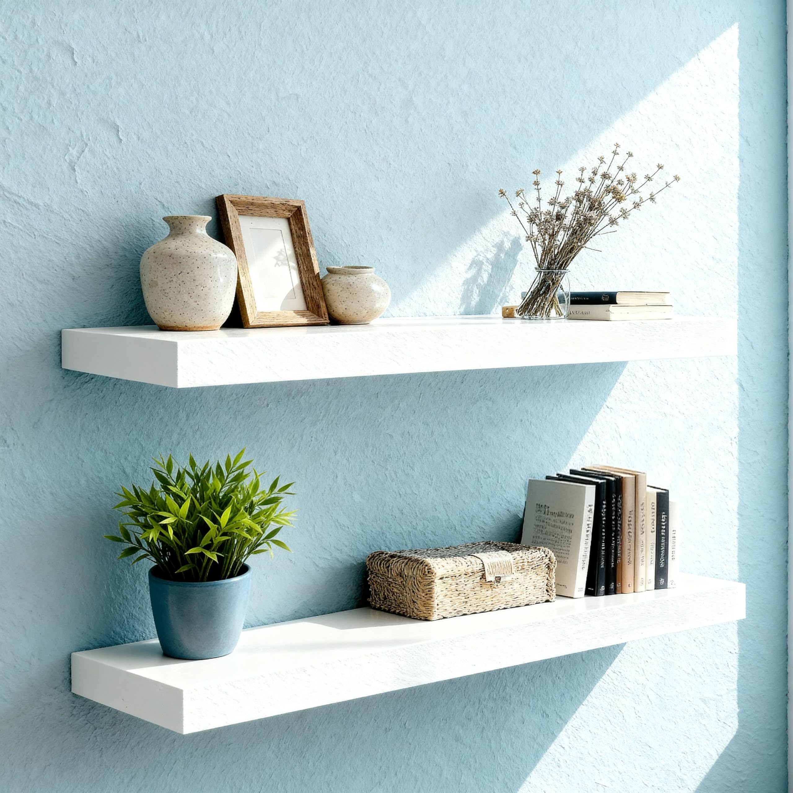 Floating Shelves for Wall,Over The Toilet Storage Cabinet-Set of 2 Black 24 Inch.Wall Shelves for Bathroom,Bedroom,Living Room,Kitchen-Modern Helf Display Organizer&Decor(Black,2pcs)
